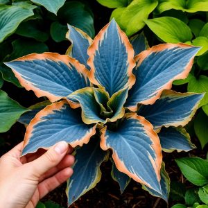 Хоста Океан Вью купить по цене от 960р. в интернет-магазине «Посадика» с доставкой почтой в в Лабинске и по всей России – [изображение №1].